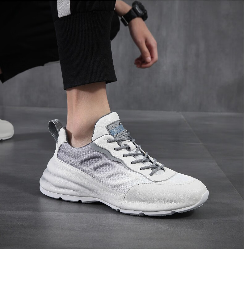 hang ten欢腾男鞋秋季新款单网网面鞋男士百搭镂空潮流老爹鞋 白蓝 41