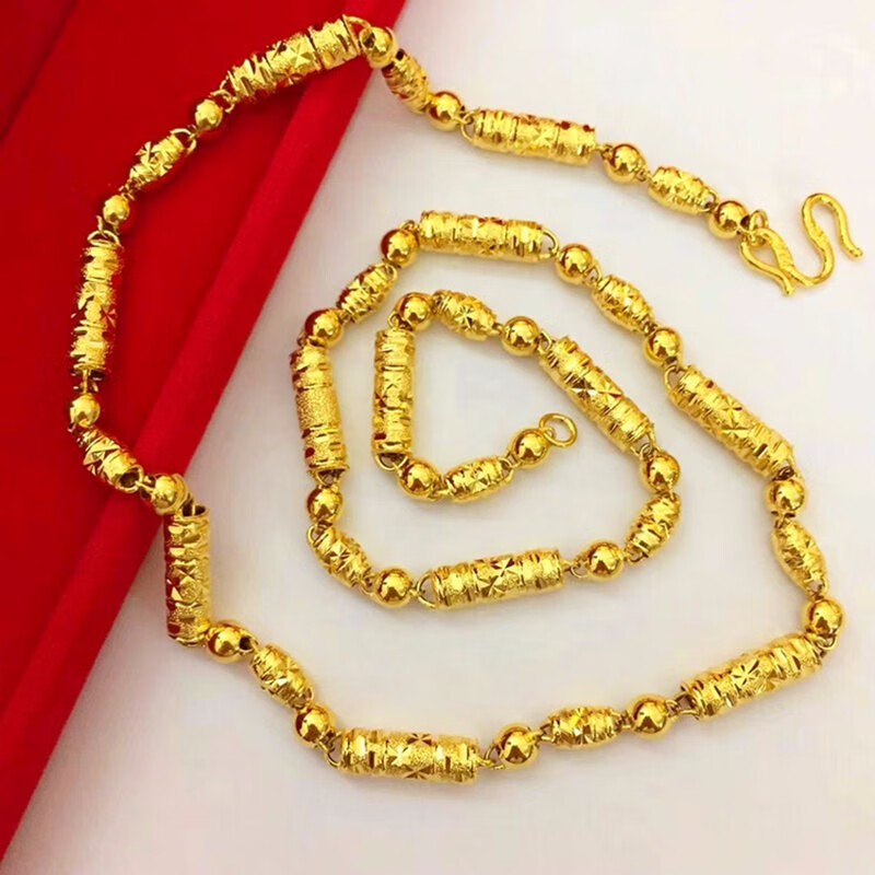 镀金大链子久不掉色粗佛珠竹节金首饰1号60厘米长6毫米粗42克换新一次