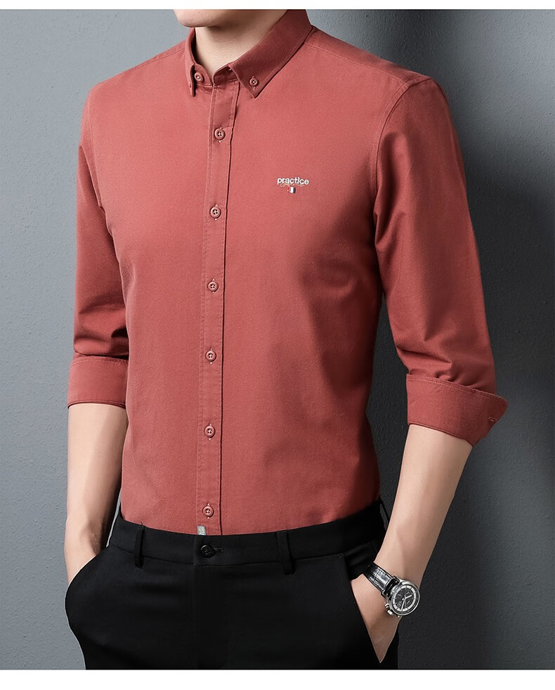 啄木鸟男士长袖衬衫秋装新款商务休闲纯棉简约衬衣中青年职业男装 mcf