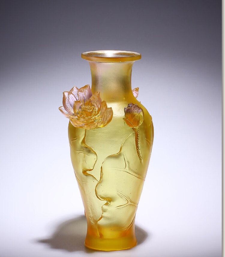 至品诚古法琉璃工艺品四德十善花瓶摆件纯手工插花乔迁新居礼品实用