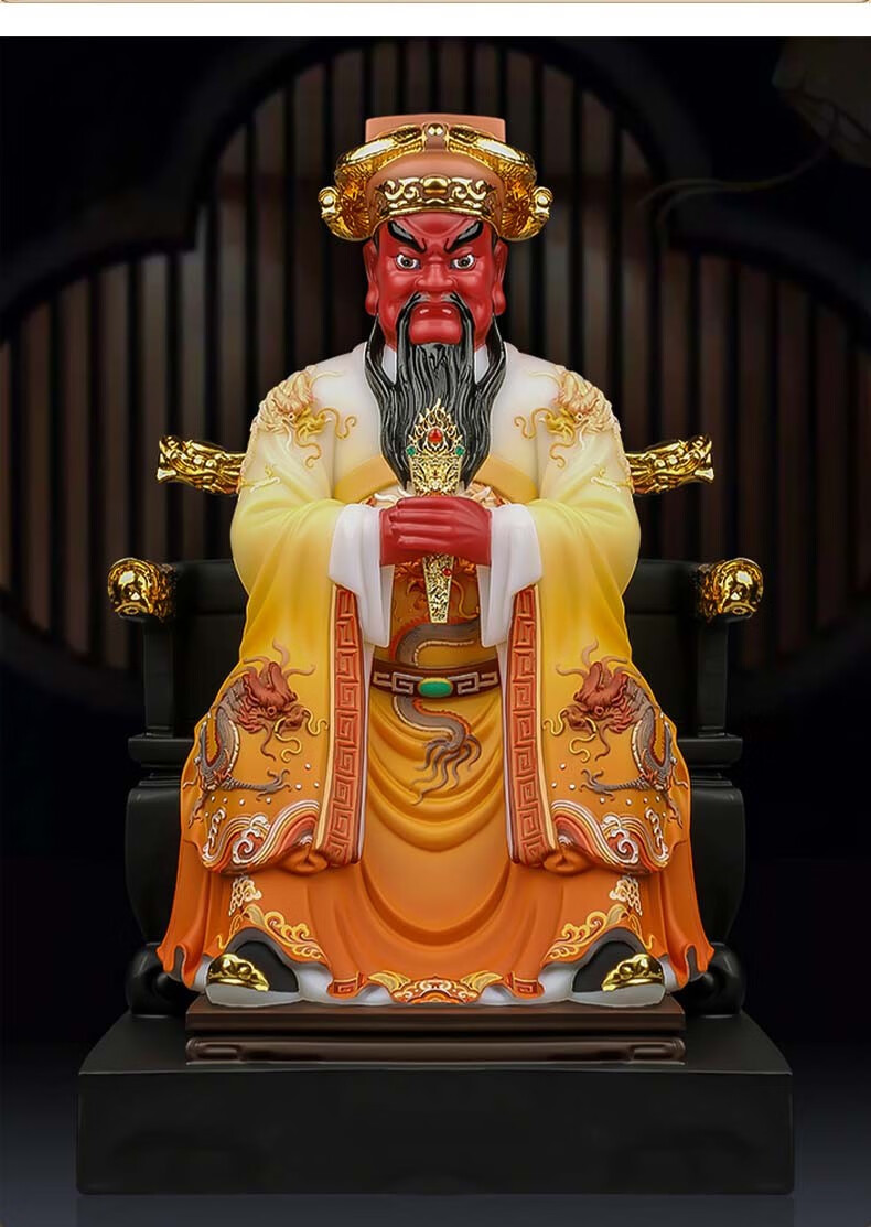 卓正广济龙王菩萨佛像汉白玉描金彩绘龙王五台山龙五爷神像摆件居家佛