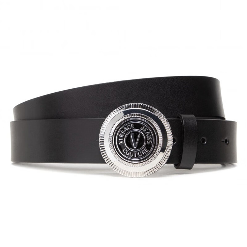 【顺丰预售】versus范瑟丝皮带 男士黑色系v字徽章时尚休闲腰带 71ya6
