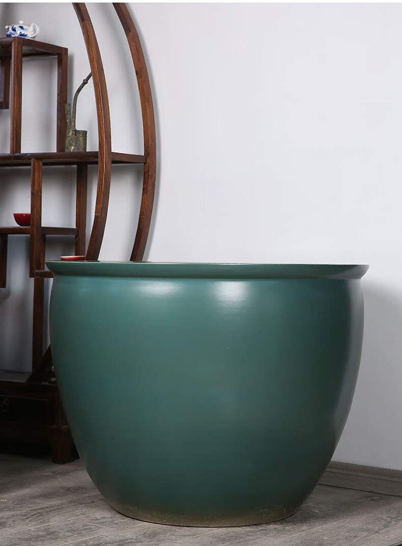 庭院大缸金鱼缸风水招财流水摆件客厅特大号荷花睡莲缸墨绿直径62cm