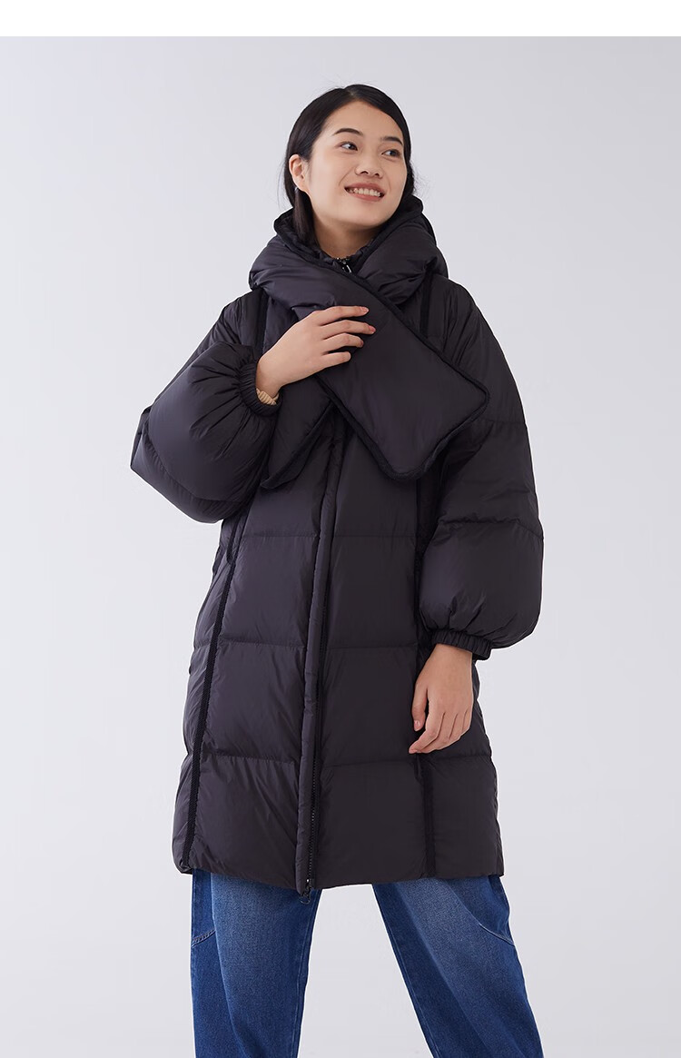 艾莱依商场同款2020年秋冬新款休闲个性中长款羽绒服女6020401038