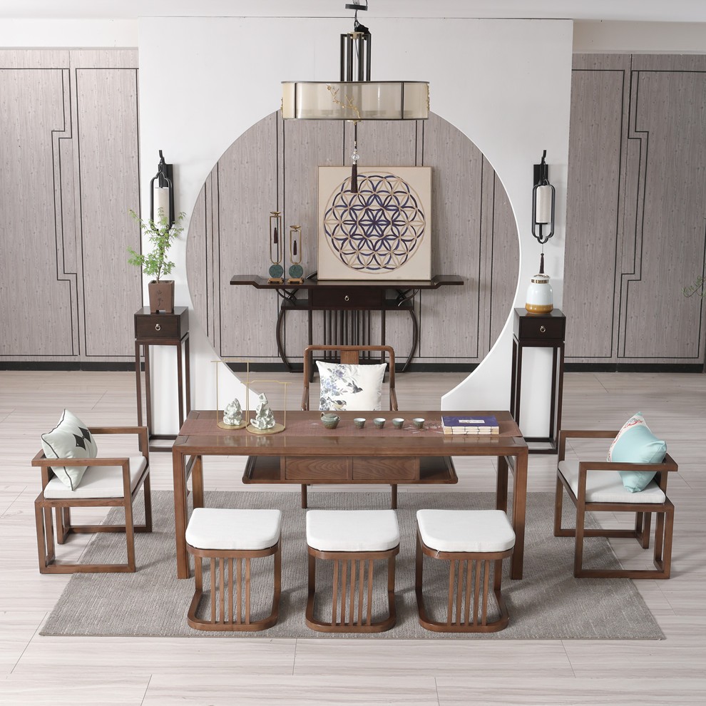 壹设新中式实木茶桌椅组合家具办公室功夫茶桌泡茶桌茶楼茶室茶台茶艺