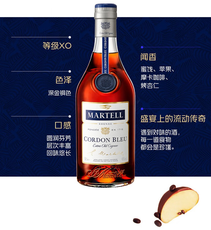 白兰地法国原装进口洋酒1l有盒有码 马爹利蓝带干邑1000ml【图片 价格