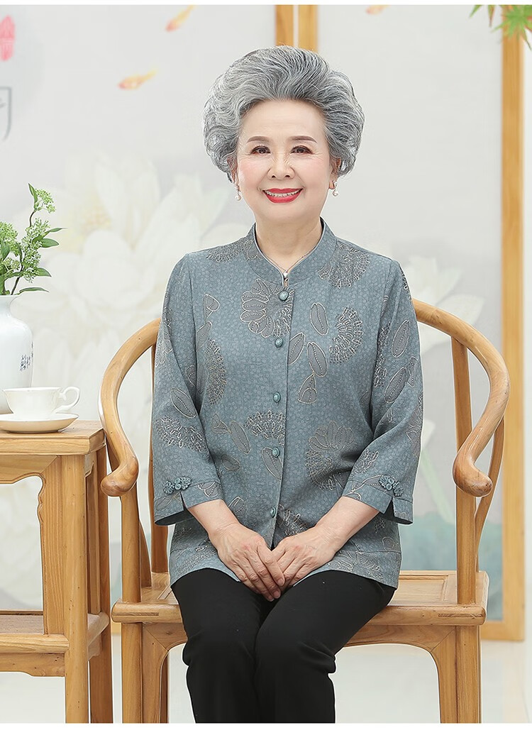戈晏奶奶装2022新品春装衬衫女老人衣服老太太唐装衬衣时尚上衣中老年