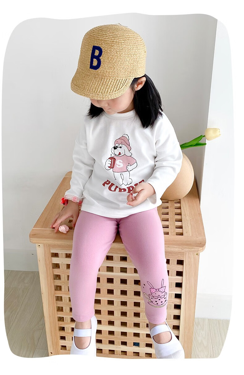 小素材女童打底裤单裤秋装女宝宝婴儿保暖卡通外穿长裤子儿童春秋款