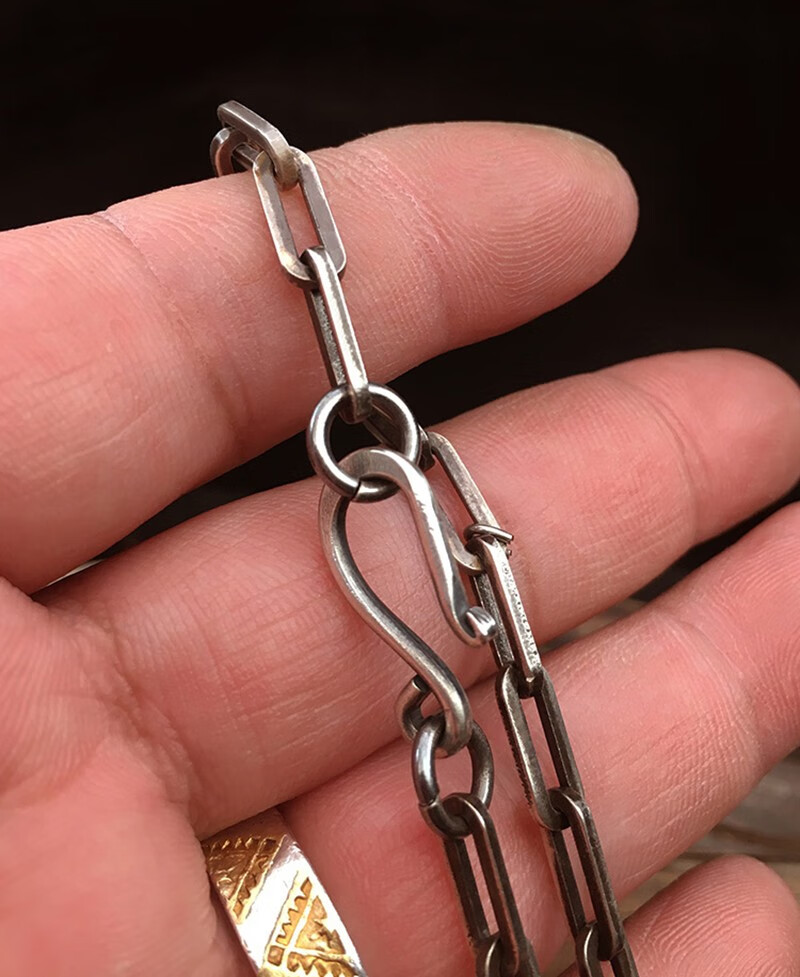 凡丘珠宝 高桥吾郎纳瓦霍项链925纯银s钩链子时尚潮流女毛衣链太角链