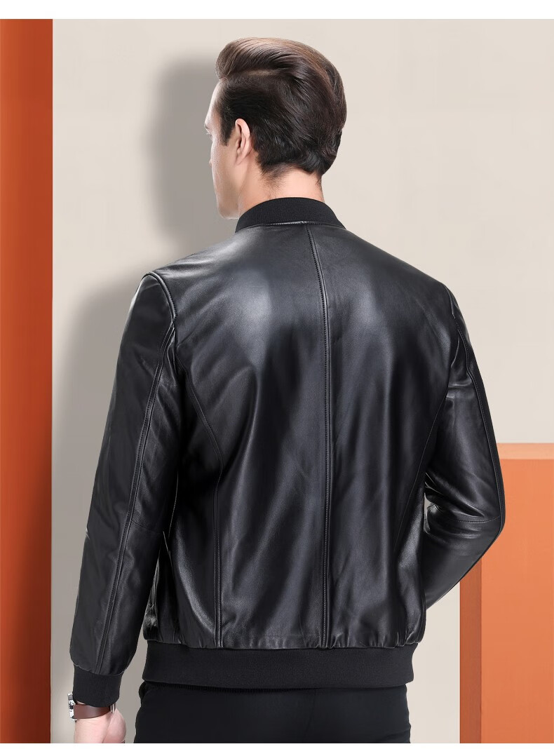 美国保罗真皮皮衣男棒球领短款绵羊皮夹克商务休闲秋冬新款皮外套