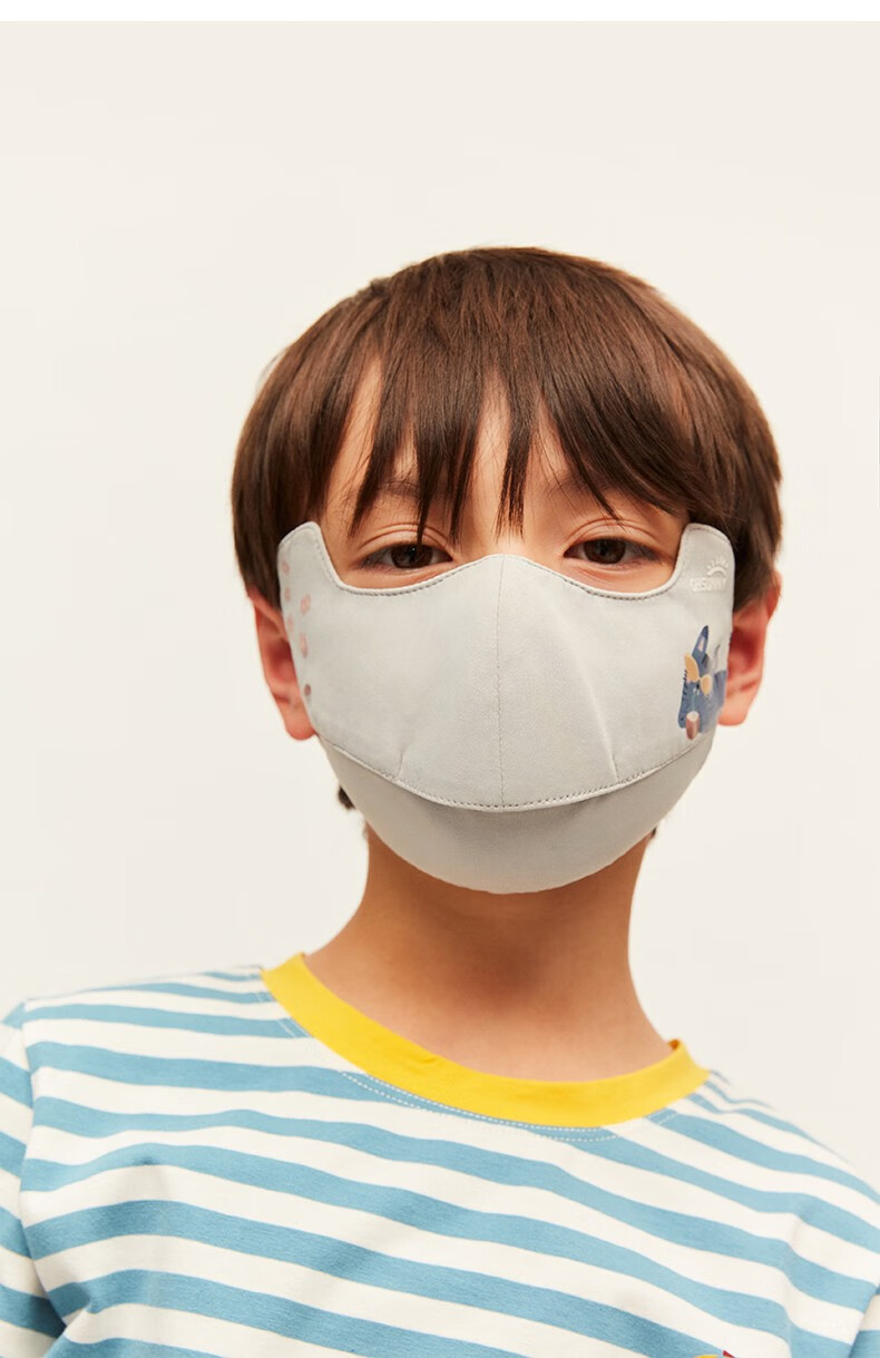 ohsunny儿童防晒口罩夏男女童学生防紫外线遮阳凉感面罩印花脸罩摩卡