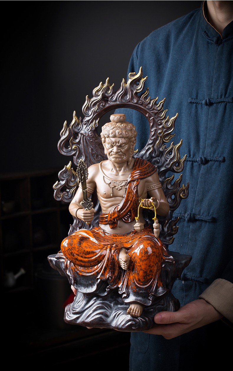 王顺手造不动明王佛像神像家用供奉摆件十二生肖属鸡守护神陶瓷佛像