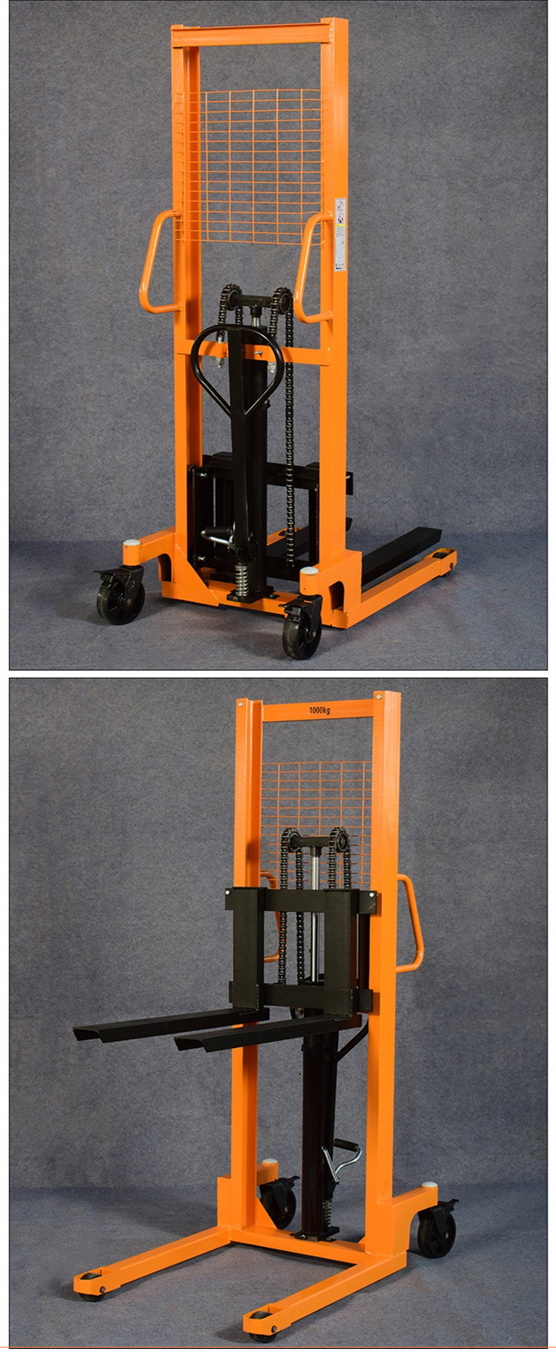 升降堆高车地牛升降叉车小型手推装卸车油压车手动液压1吨升高16米
