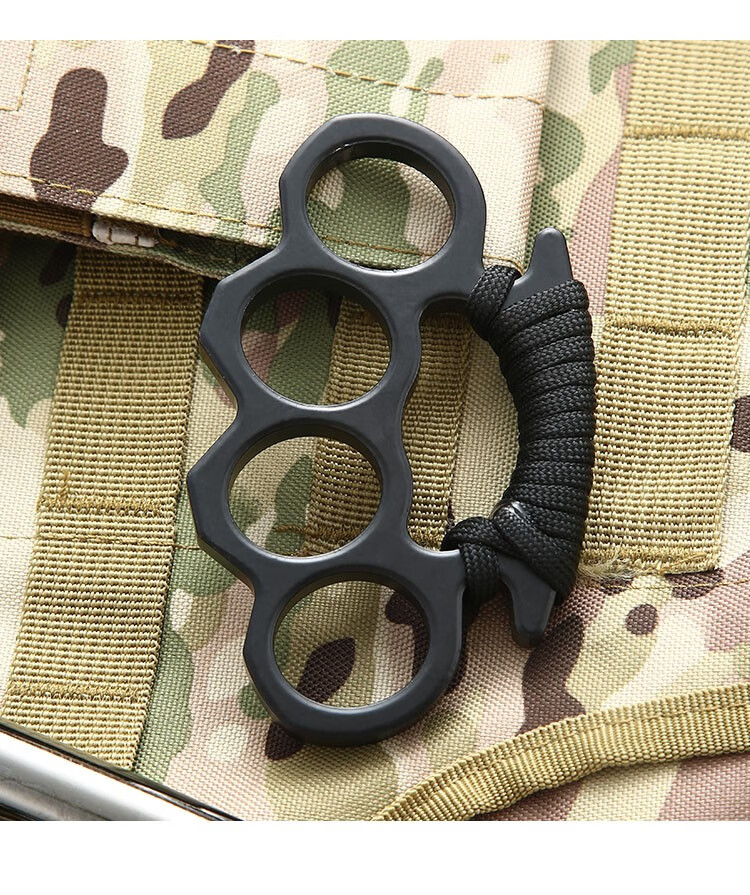 reticle 户外便携防身用品手指虎加厚四指拳刺铁莲花拳套 银色绑绳1个