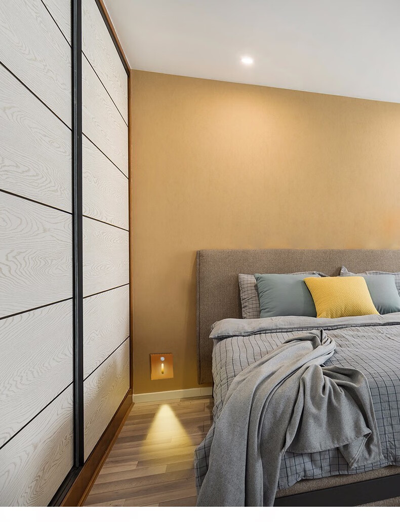 邦磊 防水led地脚灯人体感应光感嵌入式楼道墙壁走廊地脚灯86型开关