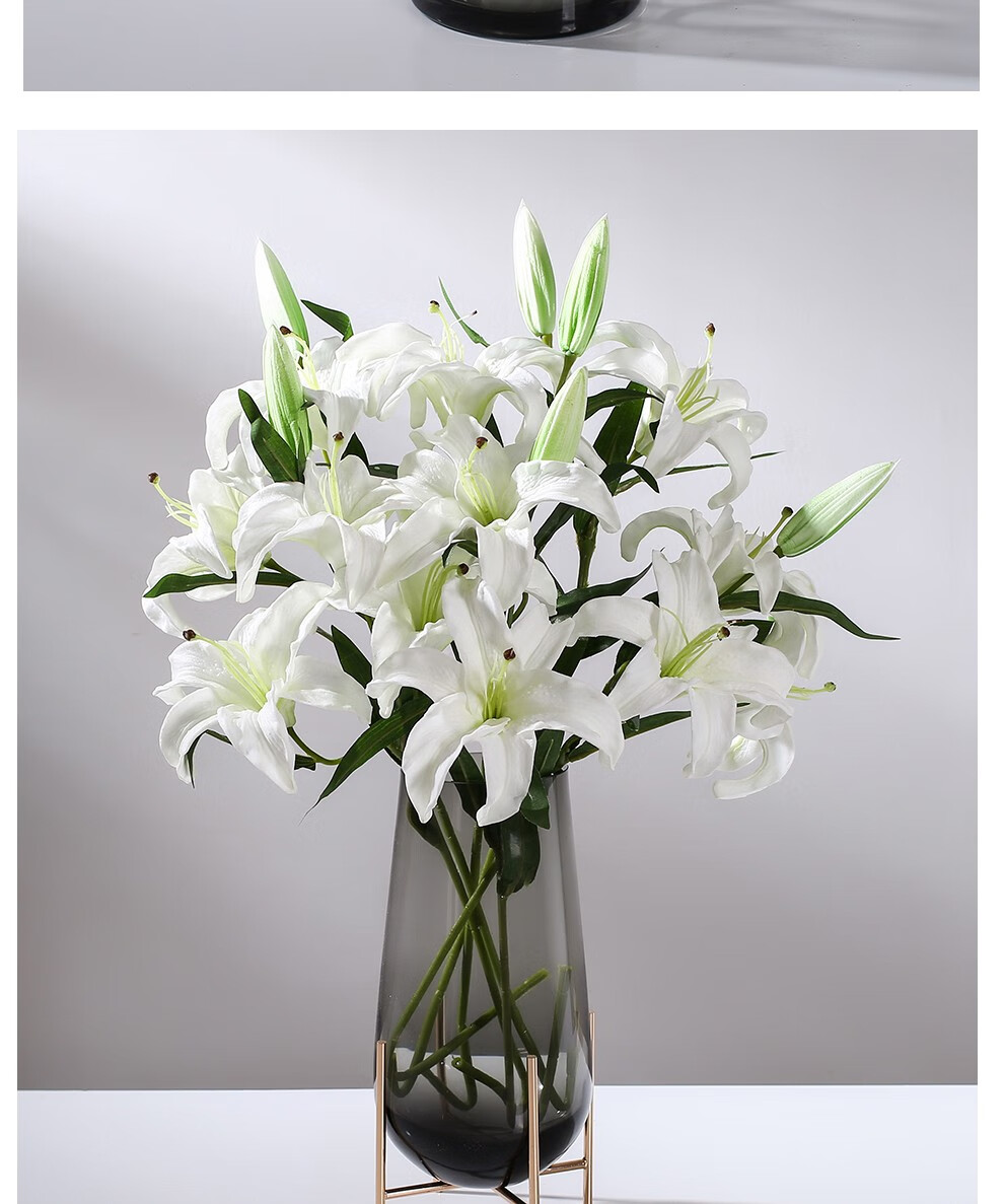 如一花开 百合花仿真花束客厅假花摆件餐桌防真花塑料花绢花插花 1支