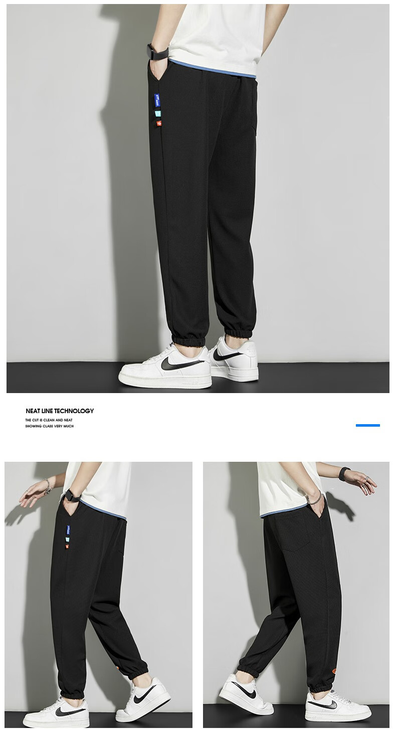 nasa good旗舰店官网联名潮牌华夫格裤子港风ins男士夏季冰丝薄款运动