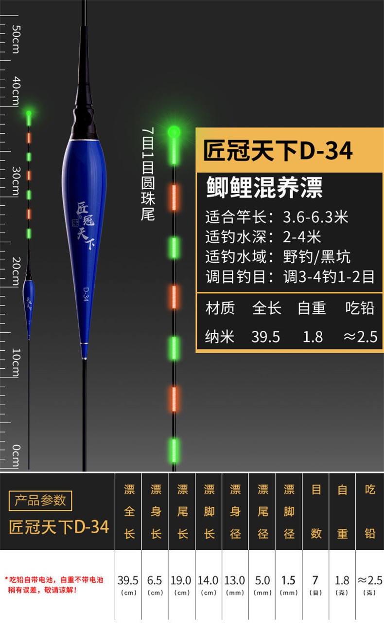醒目加粗日夜两用电子漂亮夜光漂鱼漂纳米浮漂套装夜钓漂鲫鱼漂 日夜2