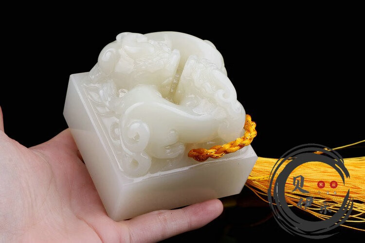 贝伊乐玉玺印章摆件天然阿富汗玉石螭虎玉玺印章摆件篆刻书法字画姓