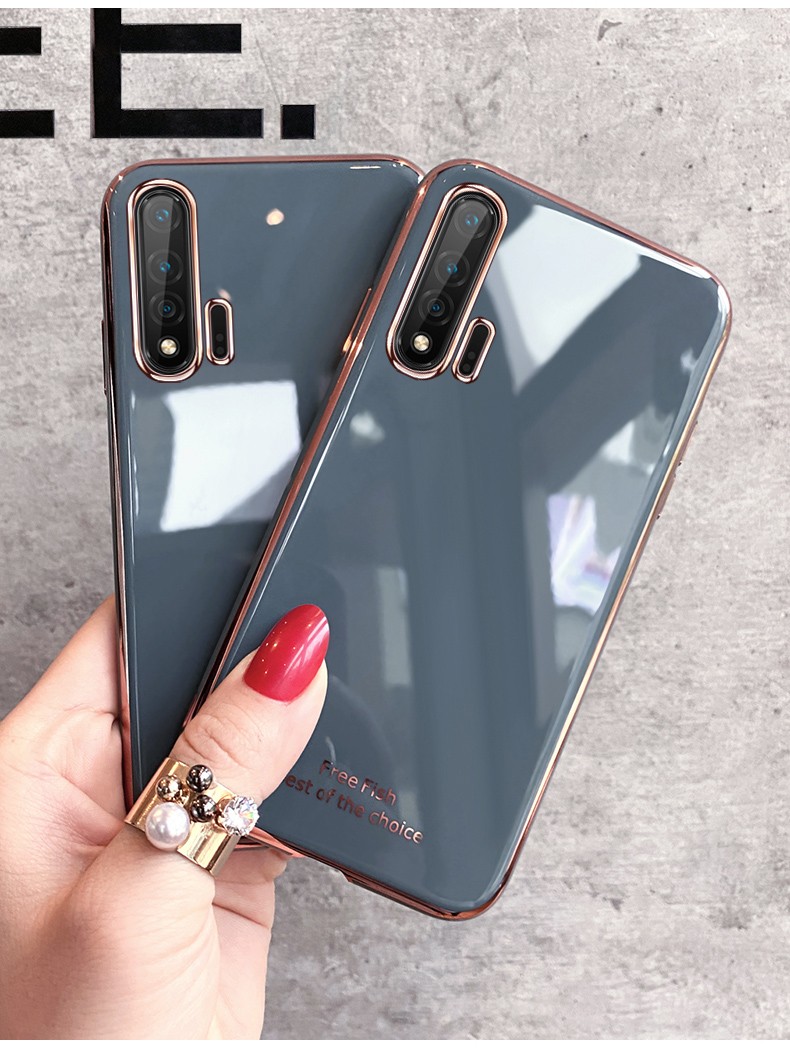 鸿伟科 华为nova6手机壳轻奢电镀烫金金边硅胶防摔软壳情侣款创意个性