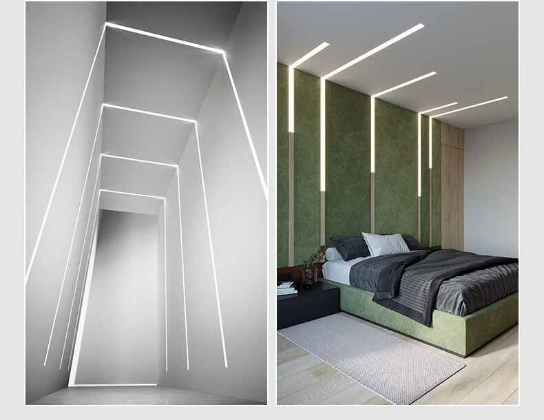 惟其照明 线型灯嵌入式吊顶灯槽led线性灯黑色钛金条线条灯无主灯天花