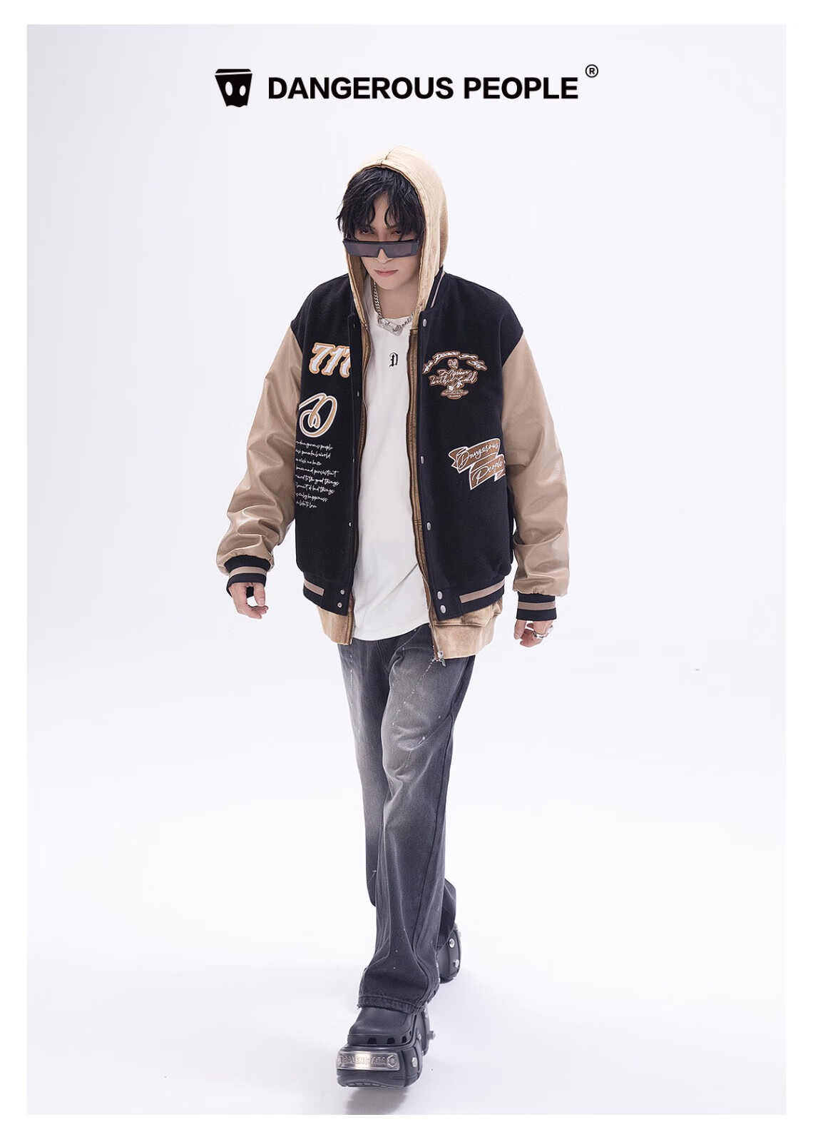 dangerouspeople薛之谦dsp重工拼接刺绣棒球夹克复古潮流情侣外套