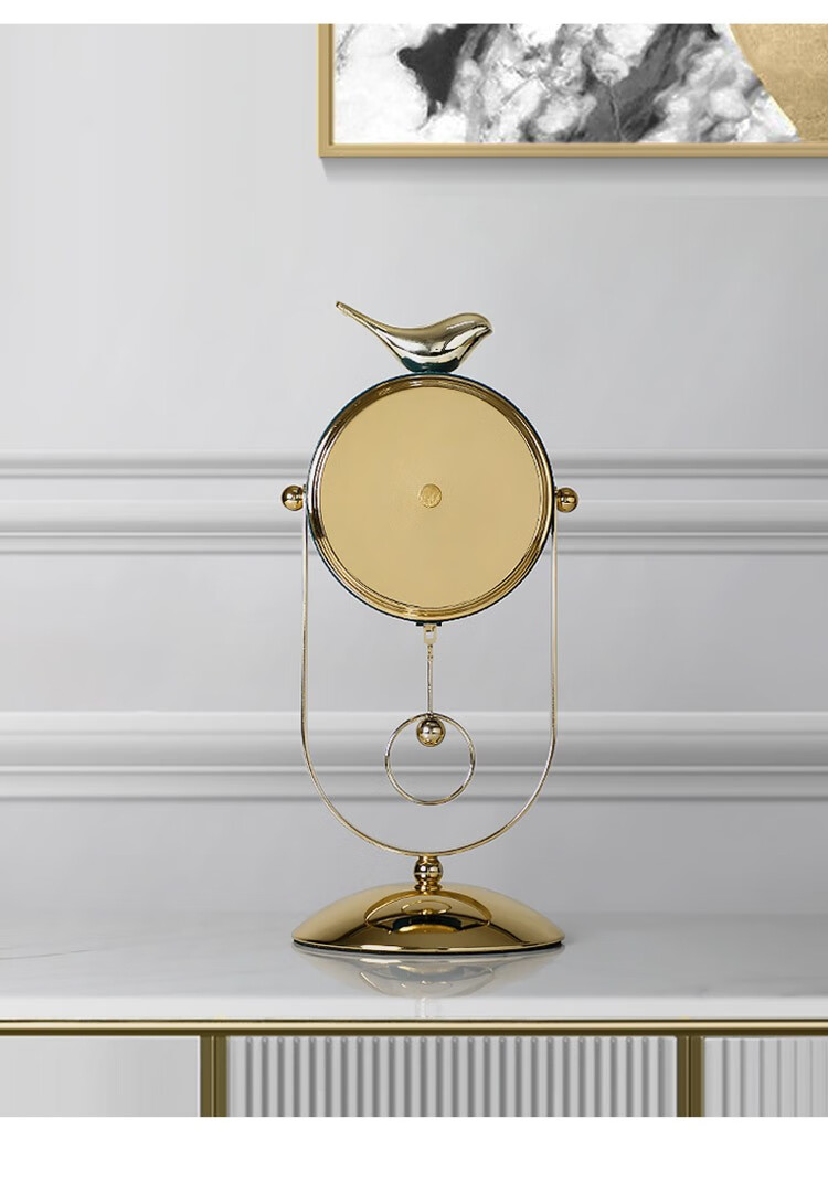 伯莎丹顿北欧风轻奢小鸟摇摆座钟客厅家用台钟办公室公司时尚创意摆台