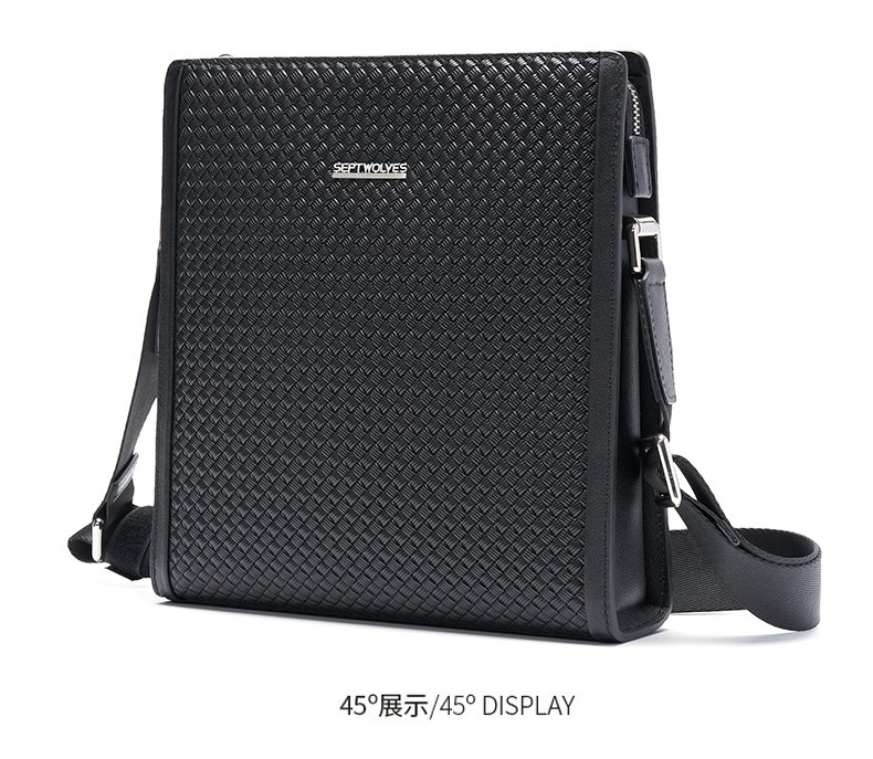 七匹狼高档真皮男包男士单肩包头层牛皮竖款商务休闲单肩斜挎包小方包