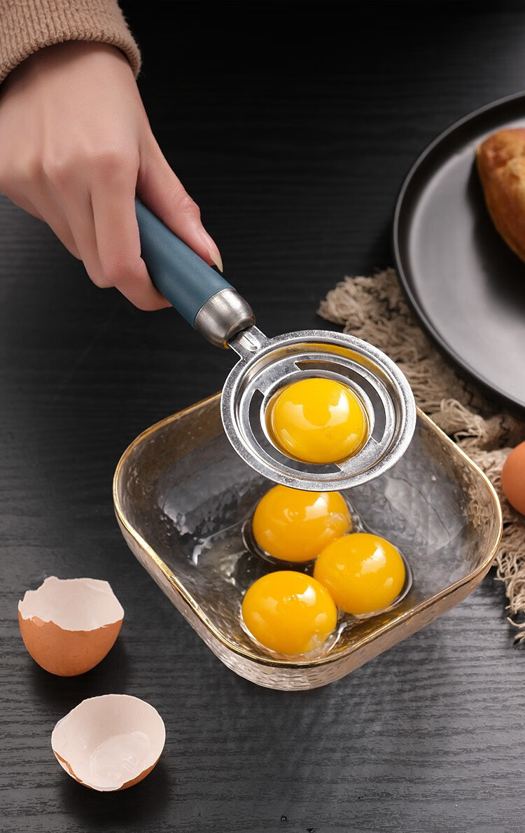 帝词蛋清蛋黄分离器不锈钢漏蛋白蛋液婴儿隔取分蛋器鸡蛋过滤器蓝色