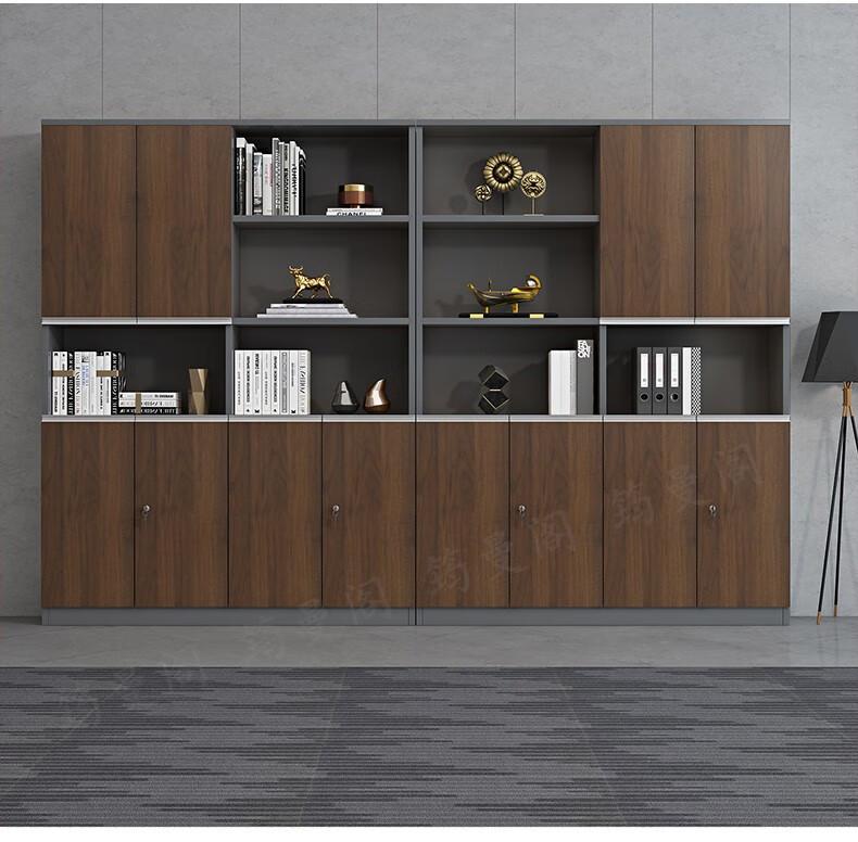 文件柜办公资料档案柜储物柜带锁落地柜办公高柜办公室背景展示柜 暖