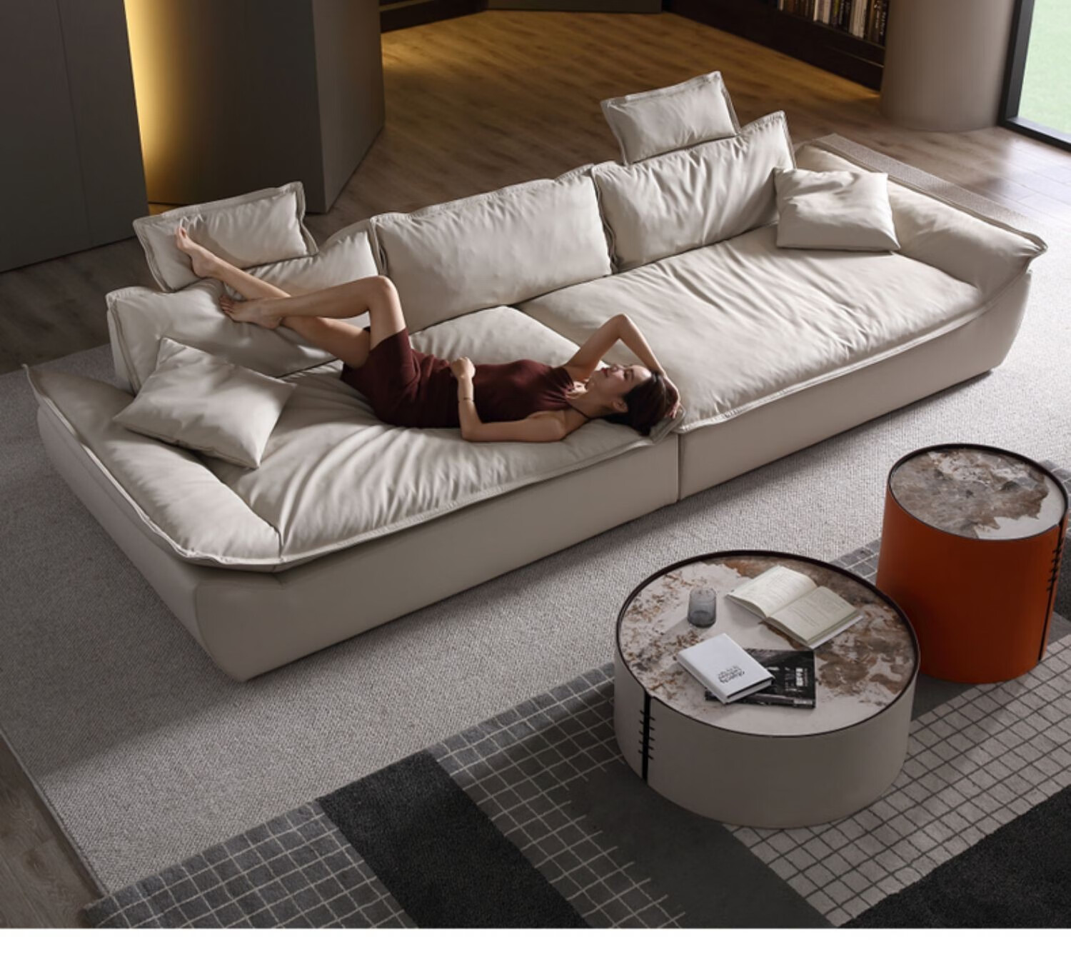 顺翌 真皮沙发 现代轻奢纳帕牛皮baxter大帆船沙发超大深坐宽客厅意式