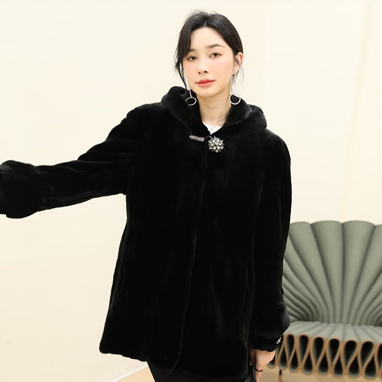 慕千唐 貂皮大衣女天鹅绒母貂皮外套水貂裘皮整海宁皮草 低腰浪尾 l