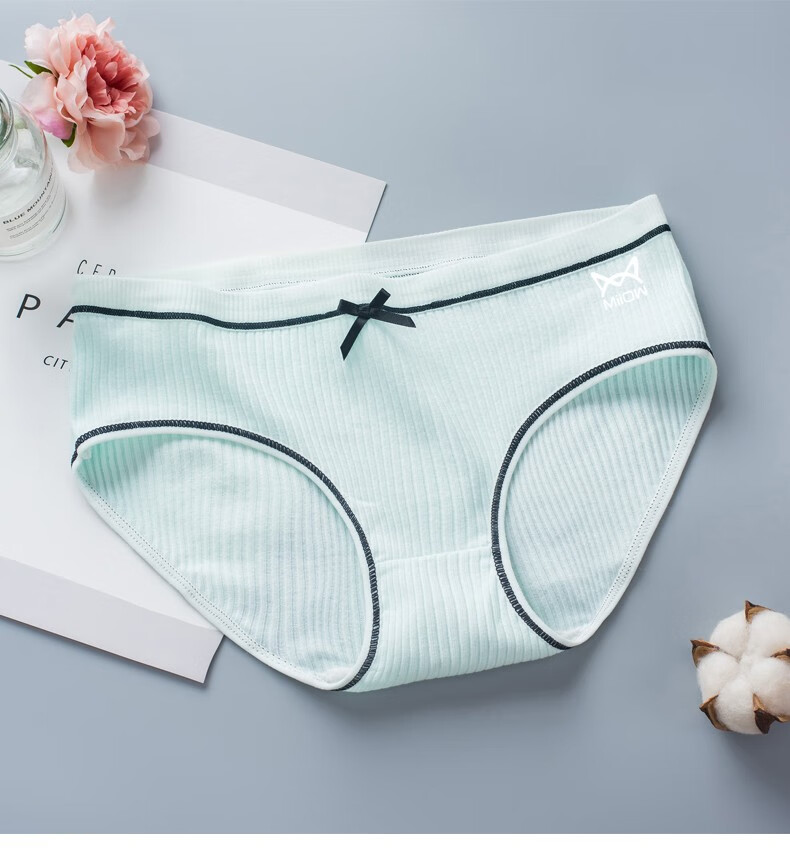 猫人少女内裤女纯棉中腰高弹性感女士三角裤吸湿透气女生短裤头4条装