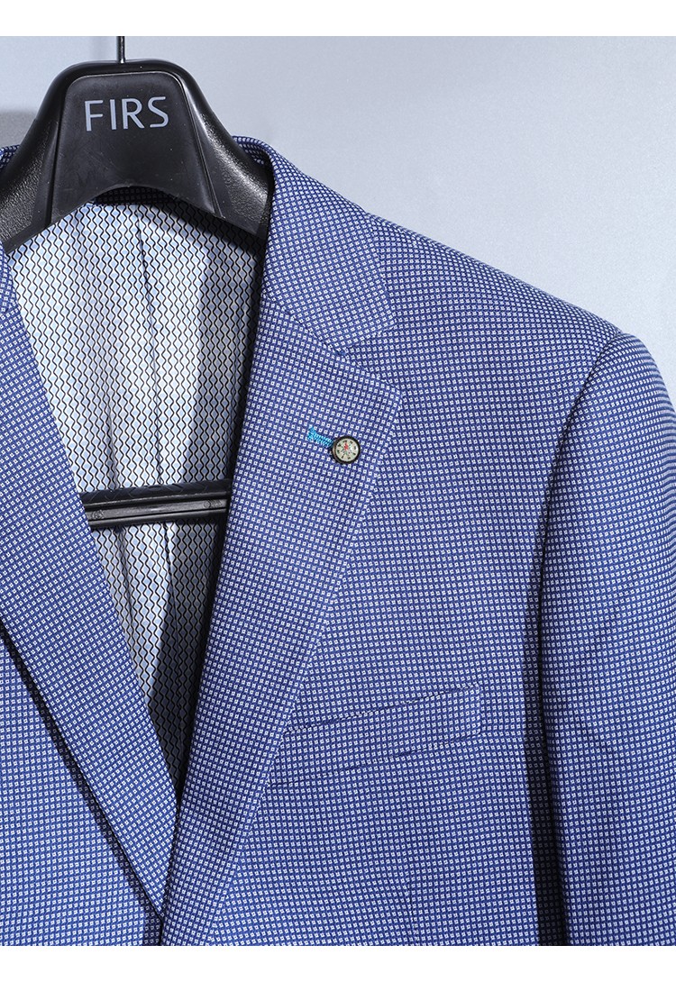 firs西服男精致提花纹理纯色简约春夏季男士西服上衣正装商务休闲西装
