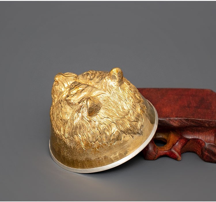 裕尚礼 纯银999银杯子铜包银主人杯银包铜品茗单杯手工包银杯功夫茶杯