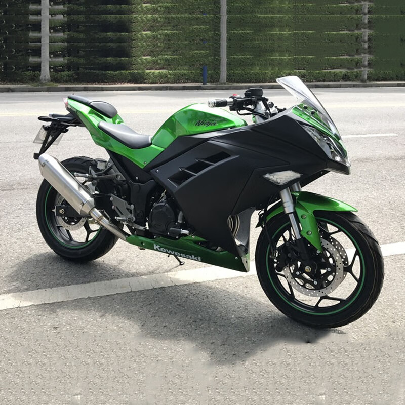 全新v6小忍者摩托车水冷机车国四电喷400cc双缸趴赛abs 绿黑色 国四电