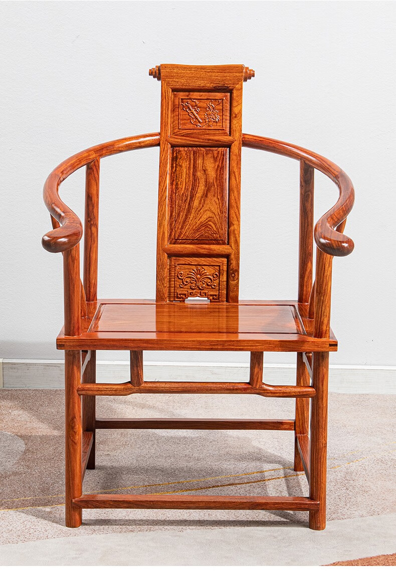 苏汀小镇红木家具非洲花梨(学名:刺猬紫檀)圈椅卷书椅三件套实木中式