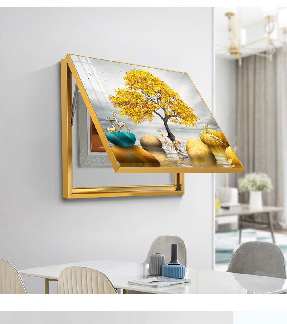 画客厅液压翻盖电闸开关盒配电箱挂画餐厅遮挡弱电箱壁画现代简约墙画