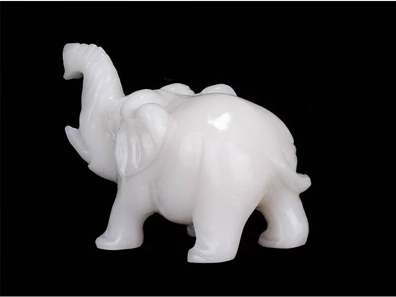 三街七号玉石大象摆件一对客厅办公室装饰品风水象白玉象摆设开业乔迁