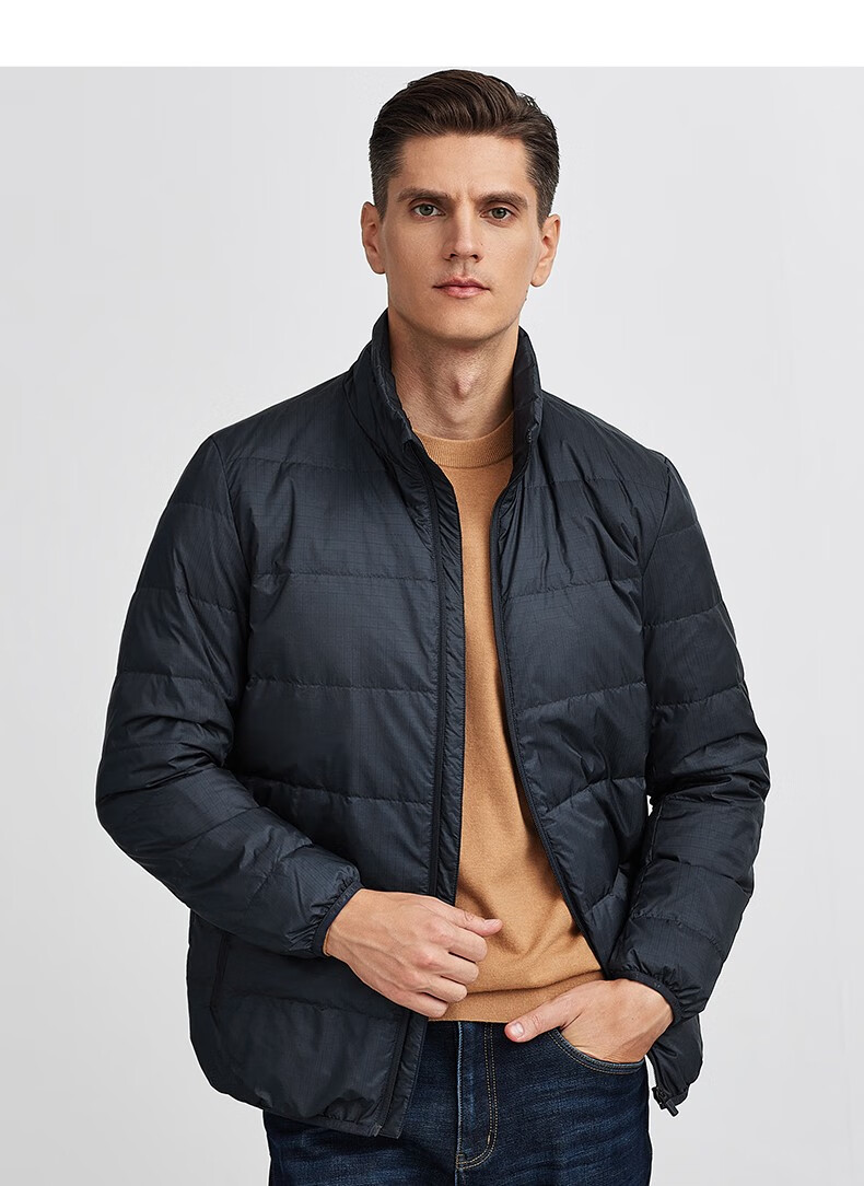 七匹狼羽绒服男轻薄新国标鸭绒夹克外套男防泼水防钻绒保暖防风衣男装