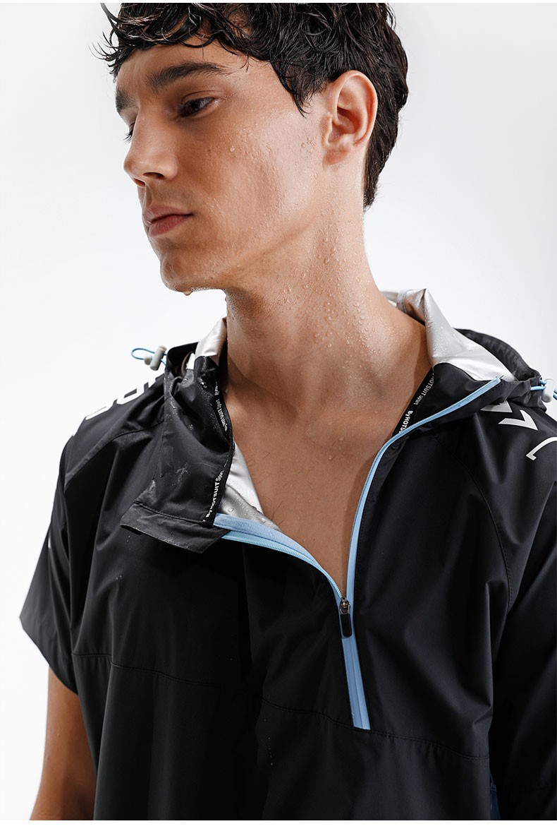 hotsuit暴汗服男2020夏季新款户外跑步防风轻便运动短袖健身套装 空灵