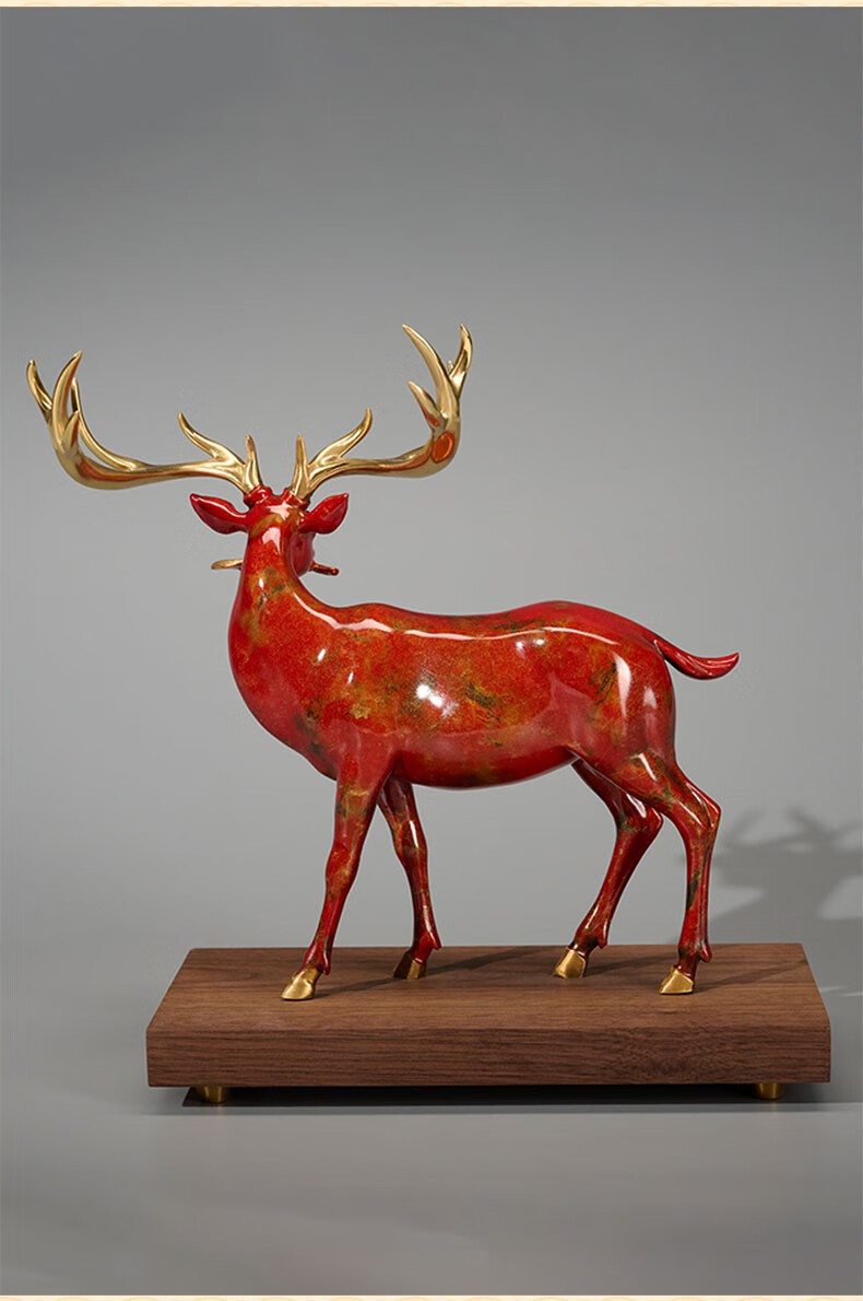 唐偆居 长寿灵鹿寓意好的铜鹿摆件办公室家居客厅装饰品工艺品高档