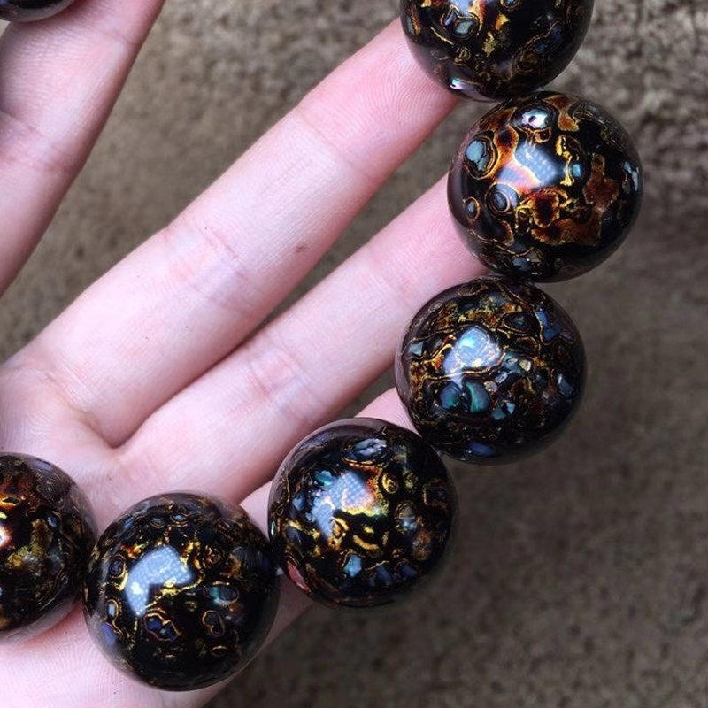 传统文创黑金大漆珠男女手串特色礼品手工非遗特色民间工艺品