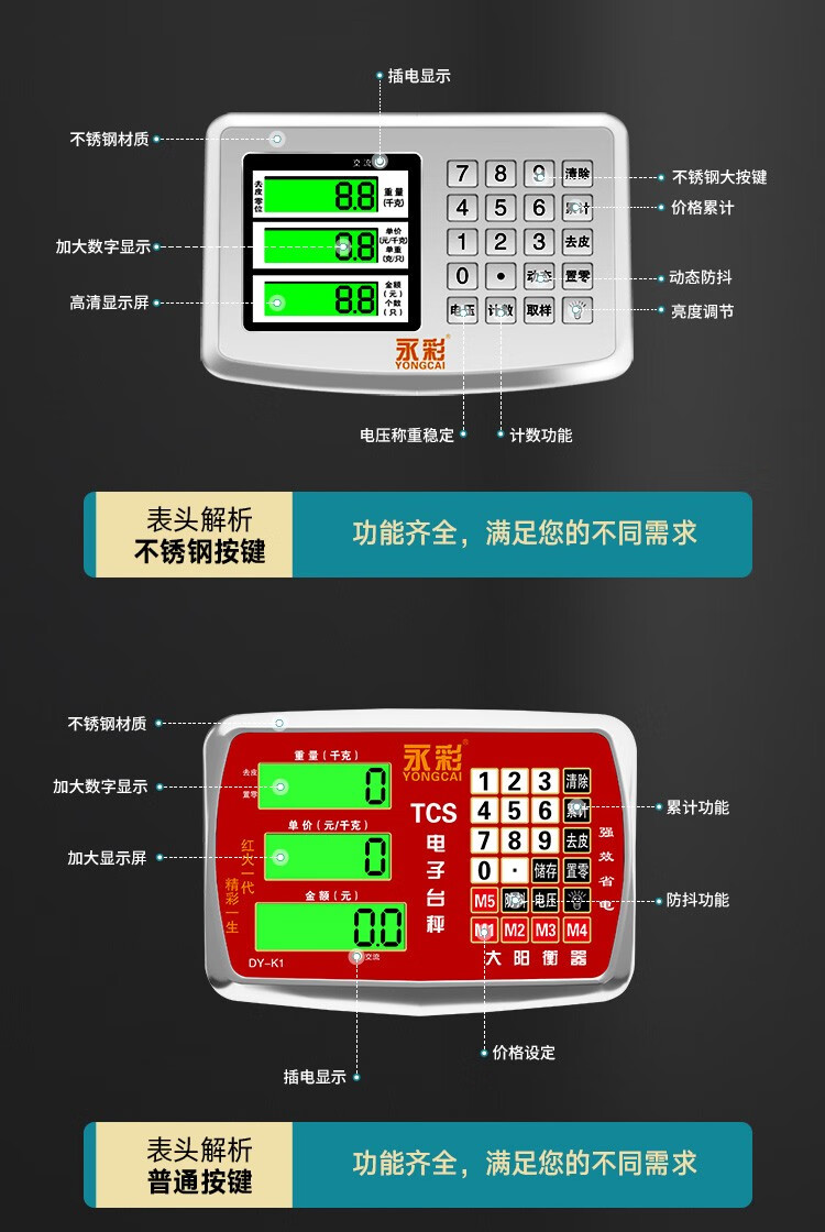 【全国七仓发货】永彩称重电子秤台秤150kg商用电子称折叠台称300kg