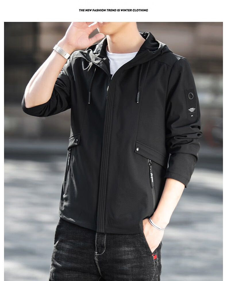 柒航 夹克男套装男士外套春秋季夹克男生休闲套装韩版潮流工装搭配痞