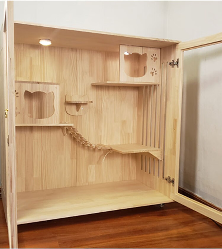 筱宠日式猫笼木头猫柜子别墅公寓怀孕猫产房实木两层猫窝封闭式有门猫