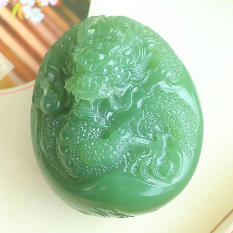 玉赐平安新疆和田玉生肖龙男士款手把件天然碧玉龙行天下把玩件文玩