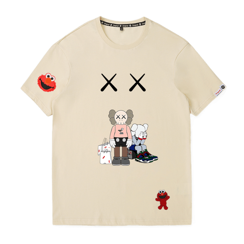 兰稻原创潮牌 芝麻街联名kwas短袖t恤易烊千玺同款刺绣衣服上衣夏男女
