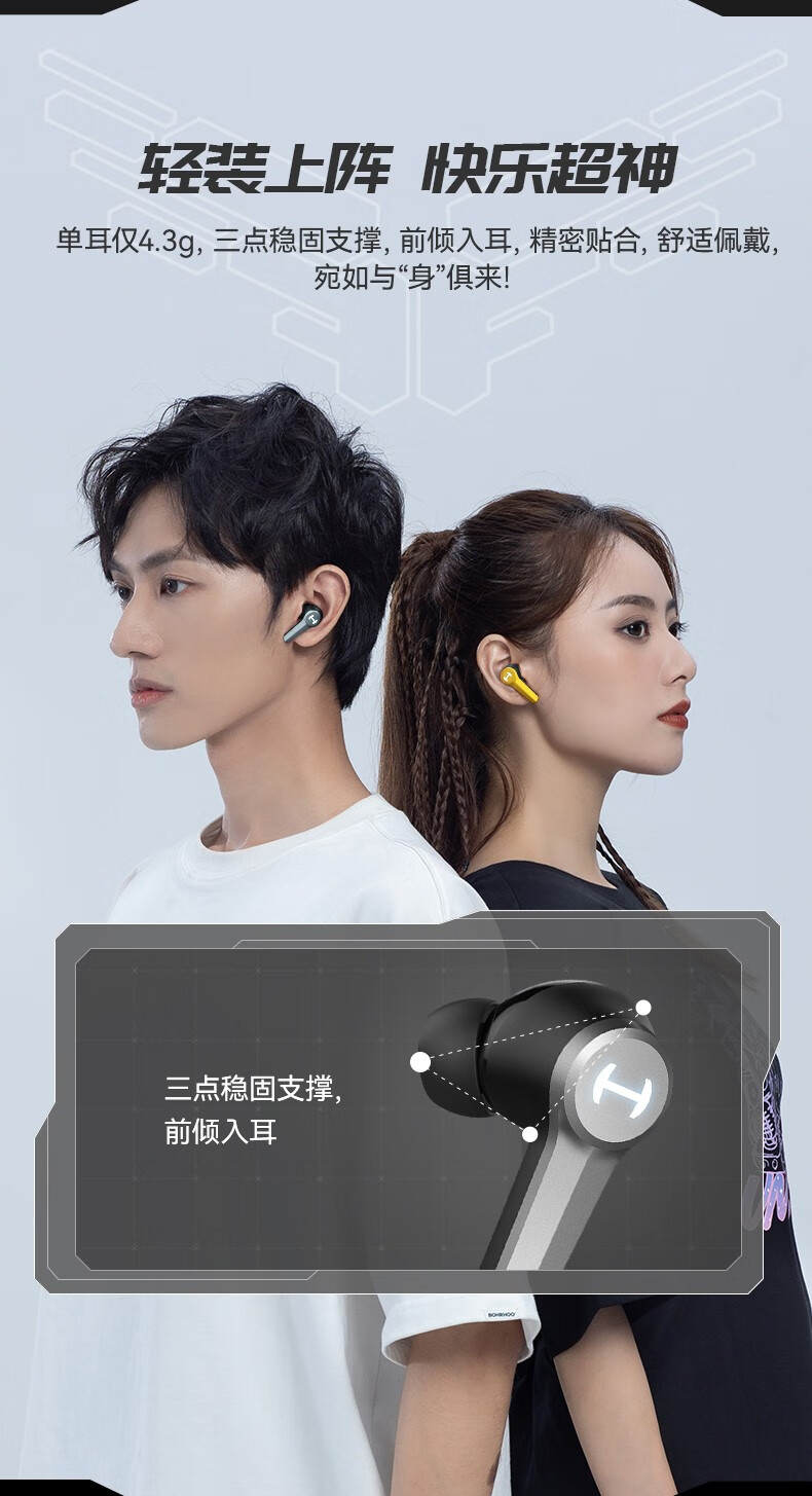 漫步者edifiergt4和平精英联名款真无线蓝牙耳机游戏电竞低延迟适用