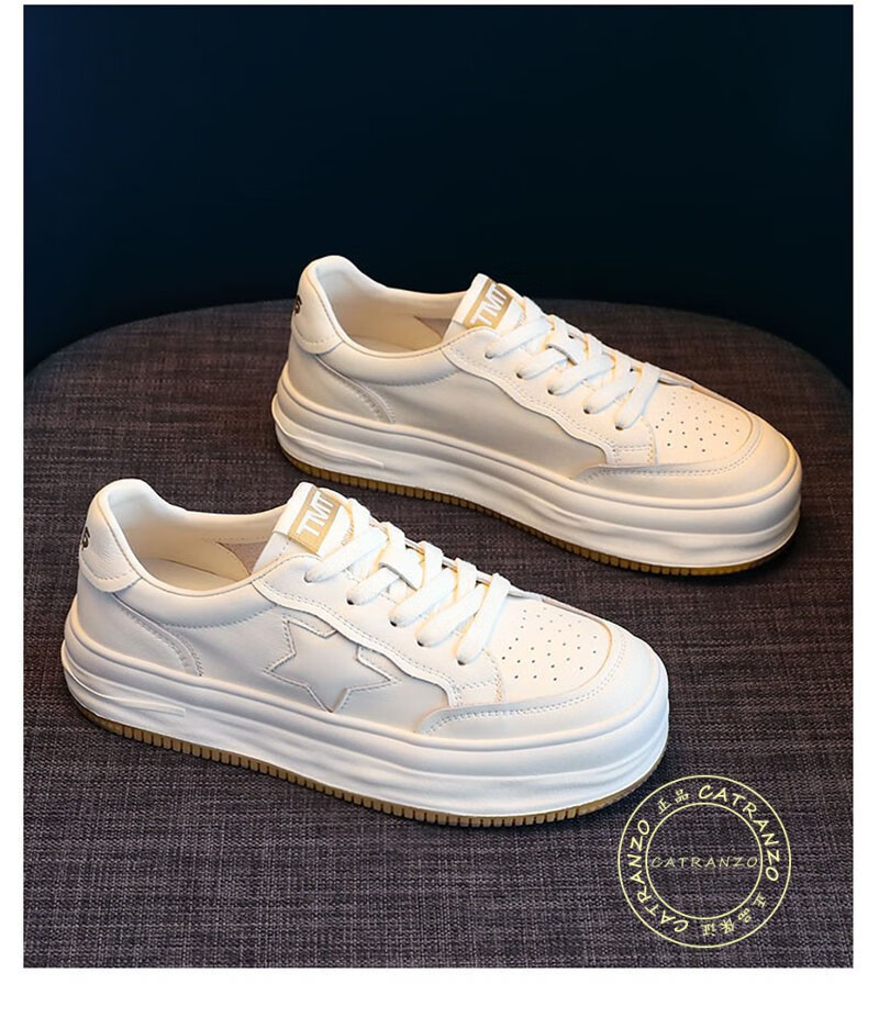 catranzo品牌小白鞋女鞋2022夏季新品鞋子女百搭运动休闲鞋女透气舒适